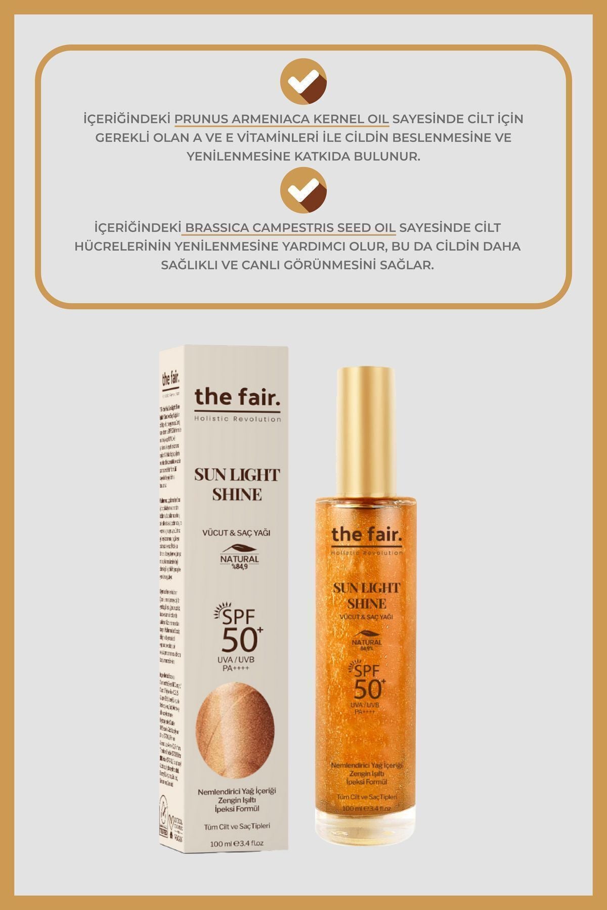 the fair. Sun Light Shine SPF 50+/PA++++ Shining Sun Protection Body and Hair Oil 100 ML
